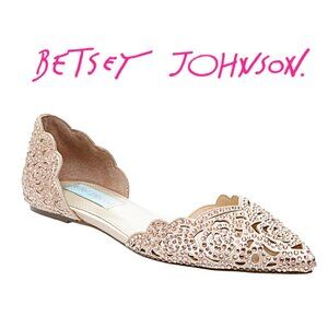BETSEY JOHNSON Glitter Sequin Rhinestone Cutout D'Orsay Flat Blue Lucy 8.5